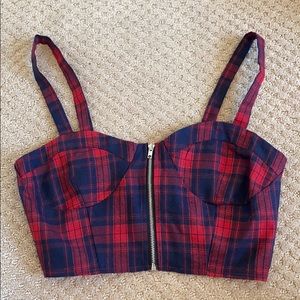 Plaid Zipper Crop top